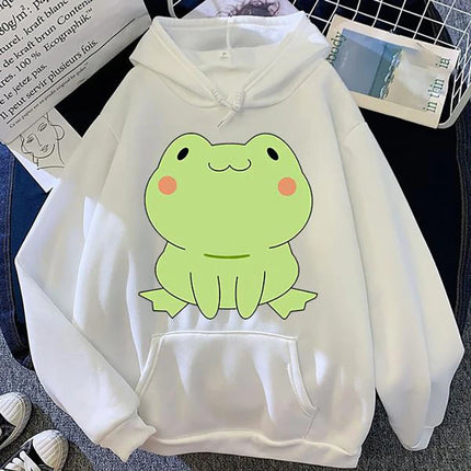 Cute Frog Hoodies Harajuku Casual Streetwear Graphic Print Sweatshirts Unisex Hoodies
