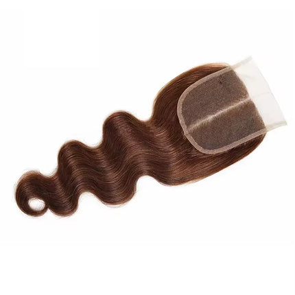 4# Chocolate Brown Body Wave 13X4 Lace Frontal Burmese Human Hair Preplucked 4x4 Transparent Lace Closure Human Hair 8-20 Inch