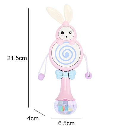 Baby Music Flashing Rattle Toys Rabbit Teether Hand Bells Mobile Infant Stop Weep Tear Rattles Newborn Early Educational Toy 18M