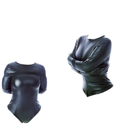 Women Sex Toys of BDSM Bondage Long Sleeve Bodysuit Belt Leather Arm Binder Restraint Straitjacket for Slave Cosplay Costume
