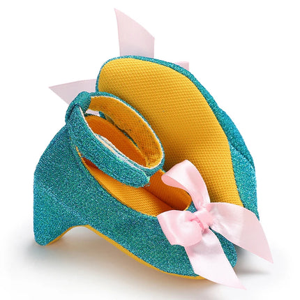 Princess Style Newborn Baby Girl Cute Shoes Solid Color Bow High Heels First Step Toddler Walk Party Dress Footwear