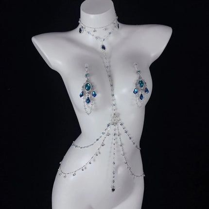 Nipple Clips Collar Sexy Body Chains Erotic Sapphire  Breast Restraints BDSM Training Anal Plugs in Various Sizes Adult Sex Toys