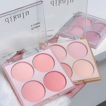 1Pc 4-Color Matte Blush Powder Set | Sweet Warm Tone | Cheek Brightener | Natural Illuminator | Enhances Facial Beauty