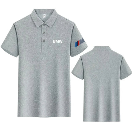BMW T-Shirt Solid Color Lapel Short-Sleeved Polo Shirt Pure Cotton High-End Fashion Trend Unisex Classic Logo Harajuku Summer