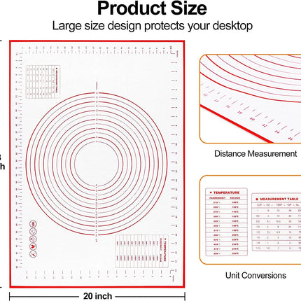 UNTIOR 1PCS Silicone Baking Mat Kneading Pad Dough Mat Pizza Cake Dough Maker Kitchen Cooking Grill Non-Stick Gadgets Bakeware