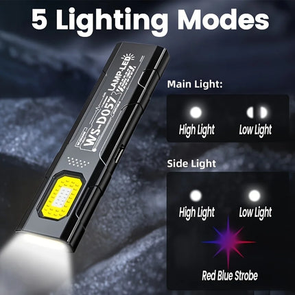LED Keychain Flashlight Rechargeable 550LM Portable Mini Torch Pocket Lantern Flood Work Light With Magnet For Emergency Using