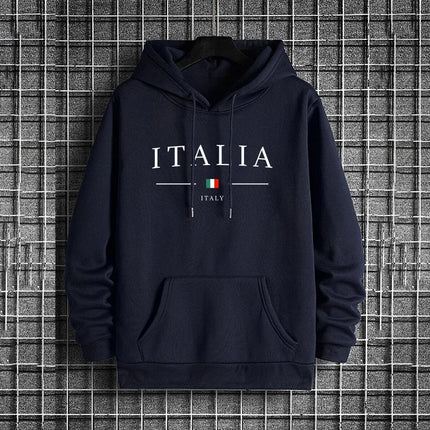 Autumn Winter Daily Casual Sporty Jogging Hoodies Male Home Outdoor Comfort Warm Pullover Italy Fashion Men's Hooded Sweatshirts