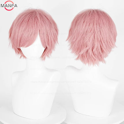 Anime 30cm Short Straight Cosplay Wig Black White Green Brown Purple Blue Gray Red Gold Man Women Heat Resistant Synthetic Hair
