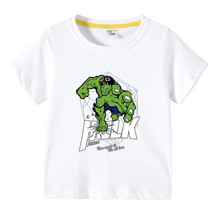 Marvel Hulk Cartoon Anime Printing Boy Clothing Tops Summer Fashion Children's T-Shirt Parent-Child Cotton T-shirt Women Men Top