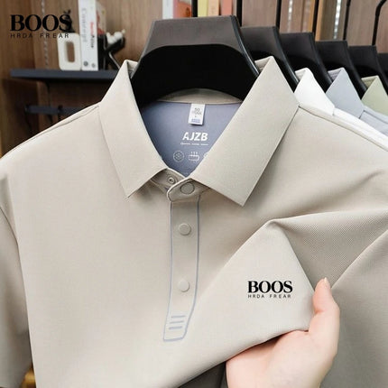 Men's Premium Ice Silk Short-Sleeved Polo Shirts, New Fashionable Casual Breathable Smooth and Cool Top