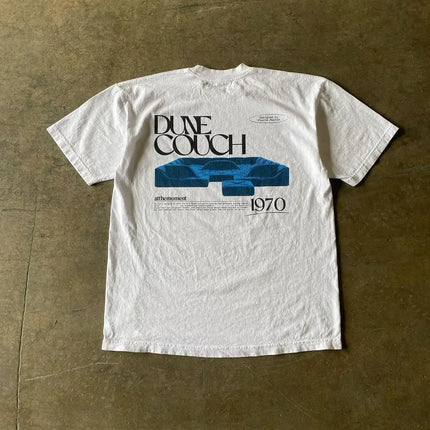 90s Comfortable Printed Fire Element Pure Cotton Series Short-Sleeves Black Minimalism American Street Casual Sports T-shirts