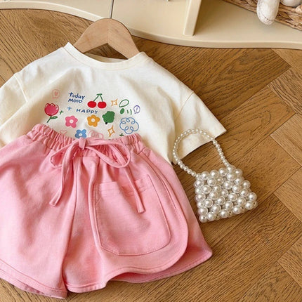 Summer Trendy Children Boy Girl Top Clothes Cute Cartoon Bear Short Sleeved T-Shirt Kids Letter Loose Tees Cotton Casual Tops