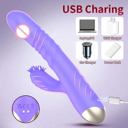 G-Spot Rose Vibrator, Thrusting Dildo, Rabbit Clitoral Stimulator Adult sex toys suitable for women and couples