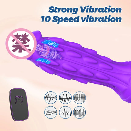 10-Frequency Vibrating Strap On Dildo Harness Silicone Remote Control Vibrator Sex Toy for Women Lesbian Couples Hands-Free Play