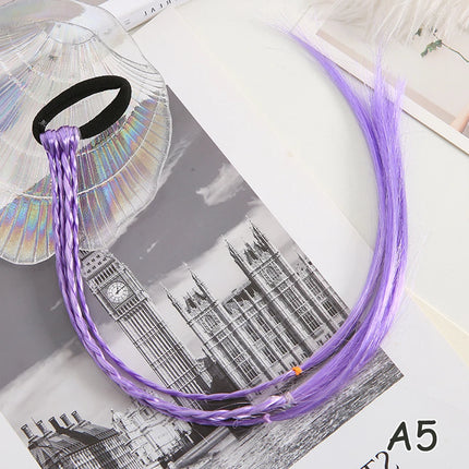Girls Synthetic Colorful Braids Hair Extensions With Rubber Bands Rainbow Braided Hairpieces Ponytail Hair Accessories For Girls