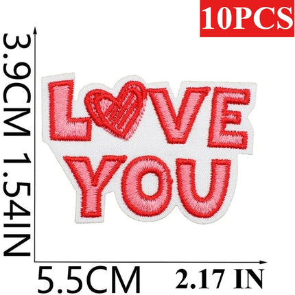 10PCS Wholesale Pink Car Shape Embroidery Pink Love Style Patches DIY Cloth for Hats/T-shirt/Jeans Girls Kids Valentine Iron on