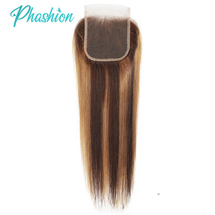 Phashion 28 26 Inch Long Highlight 13x6 13x4 Lace Frontal Straight Transparent P4/27 6 by 6 5x5 4x4 2x6 Closure 100% Human Hair