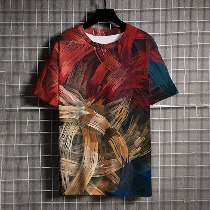 Summer dinosaur cool 3D printed round neck T-shirt