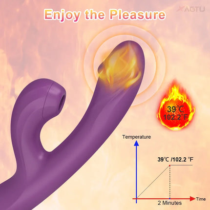 Clit Sucker 2 in 1 Vibrator Dildo for Women G-Spot Clitoris Vacuum Stimulator Heating Dildo  Female Sex Toy Adults Goods 18+