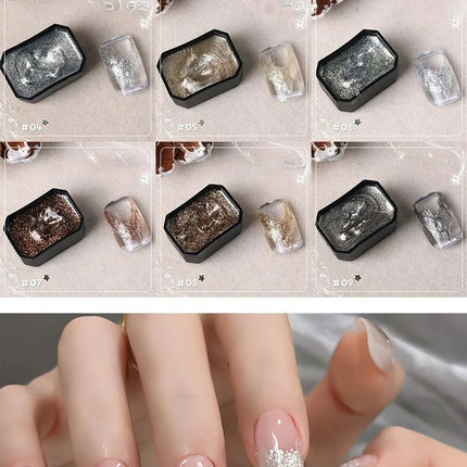 9-grid Solid Metal Fairy Cream Coffee Color UV Gel DIY Nail Art Retro Nail Polish