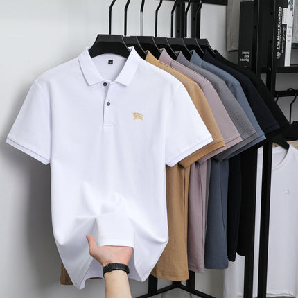 100% high-quality pure cotton men's summer polo shirt. Popular business commuting style, breathable, cozy, exquisite, luxurious, embroidered.