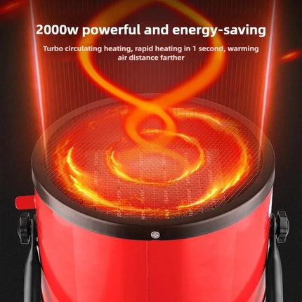 Portable Electric Space Heater 2000W with Adjustable Thermostat 2 Heat Settings And Fan Mode Overheat & Tip-Over Protection