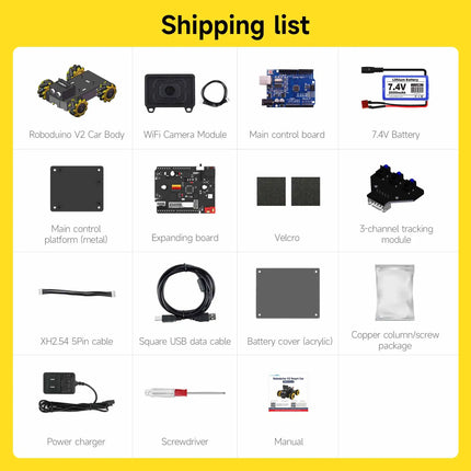 Yahboom UNO R3 Smart Robot Car Kit Roboduino V2 With ESP32 WiFi Camera Metal Body Educational Toy Robotic Kit DIY For Arduino