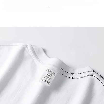 Beige 300g Heavyweight Cotton Short Sleeved T-shirt Summer Round Neck Loose and Base Shirt for Men Women Basic Tee