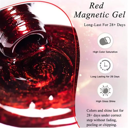 WS 10ML Red Wine Cat Magnetic Gel Nail Polish Glitter Semi Permanant Soak Off UV LED Gel Varnish For Manicure DIY Nail Supplies