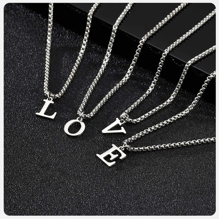 Vnox Simple A-Z Letter Necklace for Men, Waterproof Stainless Steel 26 Letters Pendant Necklace，Men’s Minimal Initial Necklace