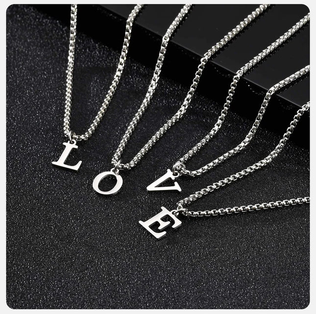 Vnox Simple A-Z Letter Necklace for Men, Waterproof Stainless Steel 26 Letters Pendant Necklace，Men’s Minimal Initial Necklace