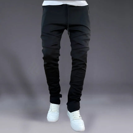 2025 Sport Pants Men's Korean Autumn Bunched Ankle Pants Stretch Slim Schoolbag Bag Fashion Brand Running Casual Long Pants