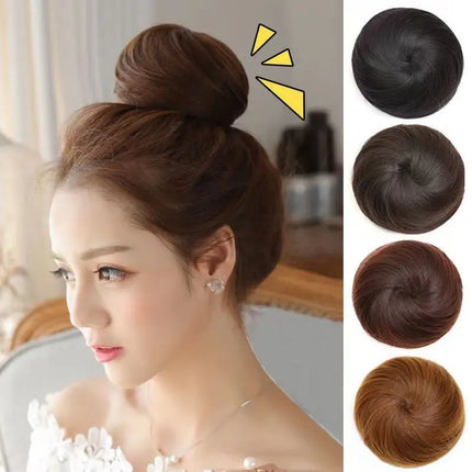 Adjustable Synthetic  Hair Scrunchie Straight Chignons Hair Bun Straight Drawstring Hair Ponytails Extensions