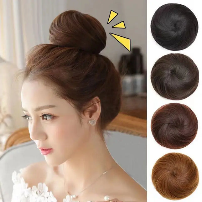 Adjustable Synthetic Hair Scrunchie Straight Chignons Hair Bun Straight Drawstring Hair Ponytail Extensions