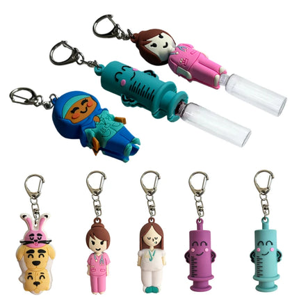 1PC Syringe-Shaped Ampoule Bottle Opener Keychain Rubber Cutter Aid Medication Vial Breaker Tool For Home Nurses And Doctors