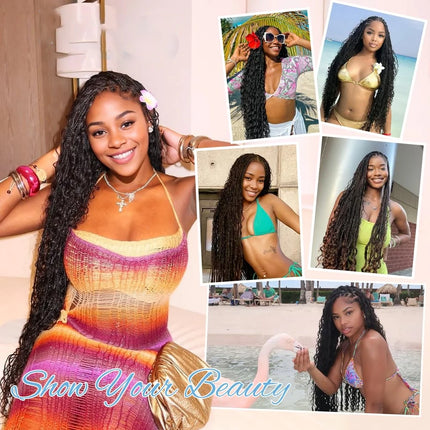 28 30 inch Deep Wave Boho Braids Bulk 55g/110g Human Hair Bulk Braiding Hair Extensions Brazilian Virgin Curly Hair for Braiding