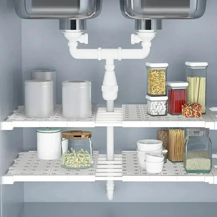 Home Wardrobe Storage Kitchen Bathroom Shelf Dormitory Dividers Expandable Divider Punch-Free Retractable Storage Layers Board