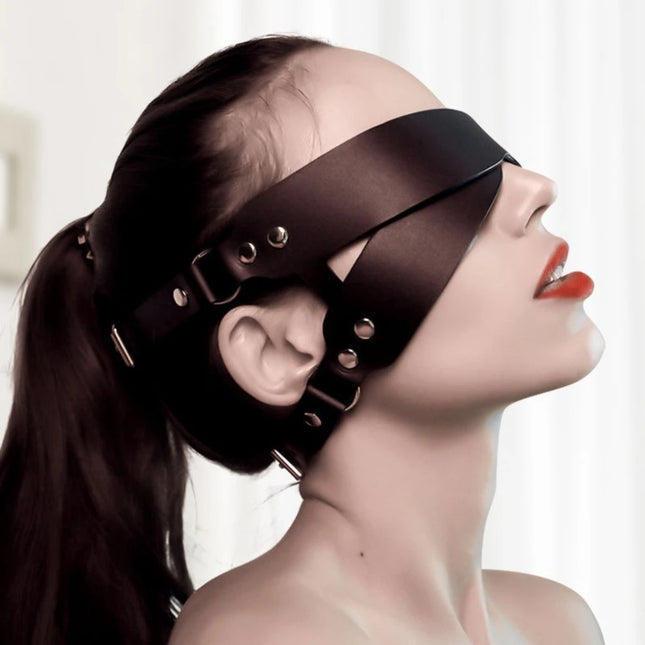 Women Fashion PU Leather Eye Mask Sexy Mask Rivet Role-playing Facial Halloween Party Erotic Disguise Adult Sex Toy