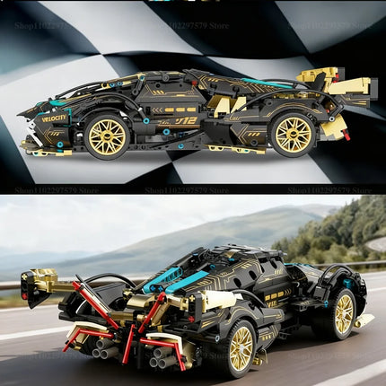 New 1:14 Building Block Car Cool Technology Design Optional Power Group Birthday Christmas Gift for Friends or Kids 1280+granule