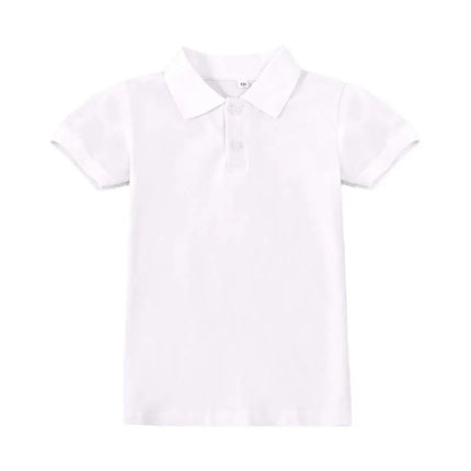 Children's pure cotton polo shirt, men's and girls' medium to large children's short sleeved T-shirt, pure cotton white base shi