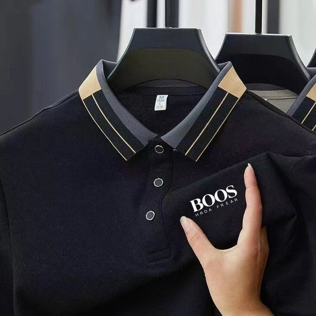 New Embroidered High-quality Men's Summer Short Sleeved Polo Shirt, Trendy Men's Top for Business and Leisure