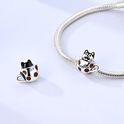 Original 925 Sterling Silver Charm Bead Balloon Poodle Cute Puppy Heart Charm Fit Bracelet Bangle Pendant Women DIY Jewelry Gift