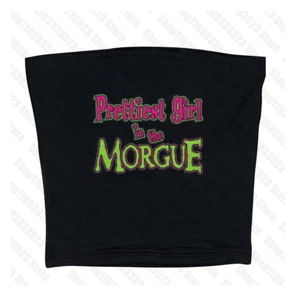 Punk Emo girls Y2K women's clothing Crop Tops Summer 2000s Harajuku Fairy grunge Vest fashion Gothic Letter print Tank tops