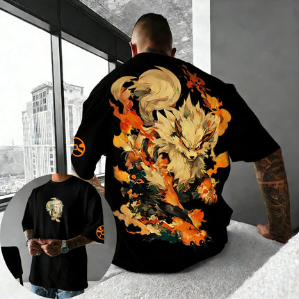 Pokemon  Anime Men and Women Summer T-shirt New Arcanine Creative Printed Street Hip Hop Loose Casual Y2K Parent Child Top