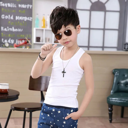 1pc Pure Cotton Kids Underwear Boys Girls Vests Children's Ventilated Vest Tops Student Sport Tank Top Baby Clothes Sleeveless Tee