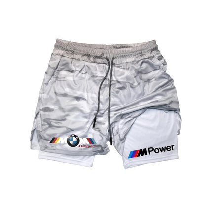BMW's new men's 2-in-1 sports shorts, breathable and casual, quick-dry double-layer shorts, perfect for summer running and sport