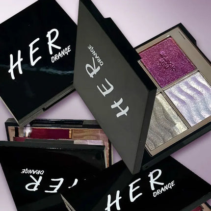 Herorange Color Block Dream Shadow Palette Four-Color Glitter Chameleon Effect Pearlescent Sparkling Easy to Apply Long-Lasting Non-Fading Mashed Potato Texture Four-Color Eyeshadow Palette Cosmetics Christmas Gift