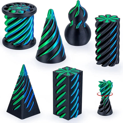 6 Pack Spiral Cone Fidget Toys 3D Printed Impossible Passthrough Pyramid Pillar Gourd Helix Screw Toys for Anxiety Relaxing