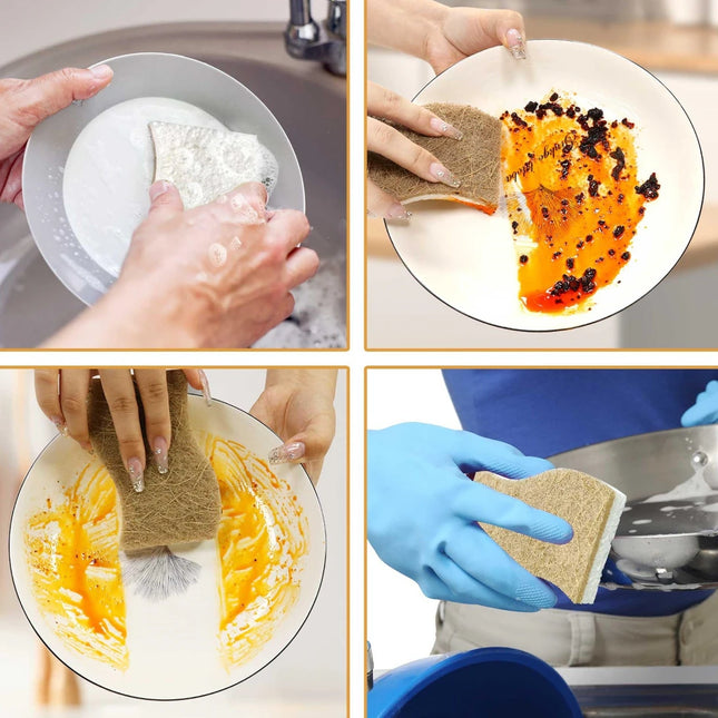 1/6/12PCS Natural Cellulose & Coconut Kitchen Sponge - White for Dishes