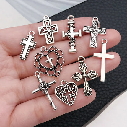 20/100 Styles Antique Silver Crosses - Perfect for Handmade Jewelry like Necklaces, Bracelets & Earrings"